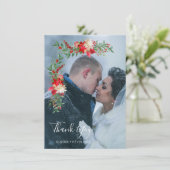 Christmas Poinsettias Flowers & Branches Photo Bedankkaart (Staand voorkant)