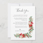 Christmas Poinsettias Flowers & Branches Photo Bedankkaart (Achterkant)