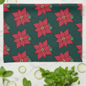 Christmas Poinsettias Kitchen Towel Theedoek (Gevouwen)