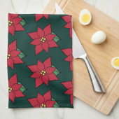Christmas Poinsettias Kitchen Towel Theedoek (Quarter Fold)
