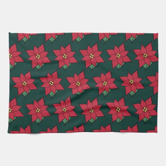 Christmas Poinsettias Kitchen Towel Theedoek (Horizontaal)