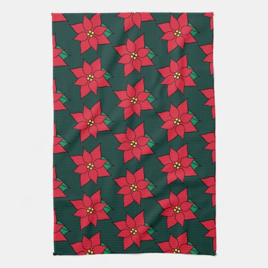 Christmas Poinsettias Kitchen Towel Theedoek (Verticaal)