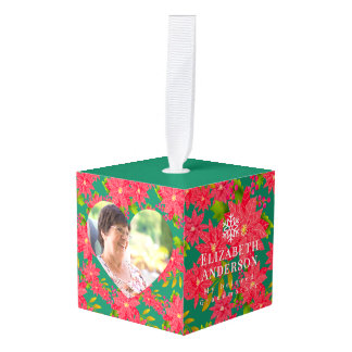 Christmas Poinsettias Photo Grandmother Teal Decoratie