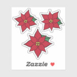 Christmas Poinsettias Stickers<br><div class="desc">Het ontwerp komt uit de oorspronkelijke kunst.</div>