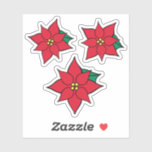 Christmas Poinsettias Stickers<br><div class="desc">Het ontwerp komt uit de oorspronkelijke kunst.</div>