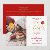 Christmas Poinsettias Wreath Photo Wedding Couple Save The Date (Voorkant / Achterkant)