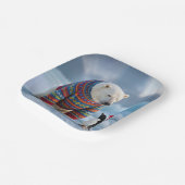 Christmas Polar Bear and Penguin On a Glacier Papieren Bordje (Gebogen)