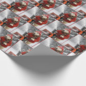 Christmas Polar Bear Pushing a Snowblower Cadeaupapier (Hoek)