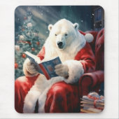 Christmas Polar Bear reading Muismat (Voorkant)