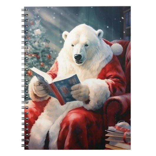 Christmas Polar Bear reading Notitieboek (Voorkant)