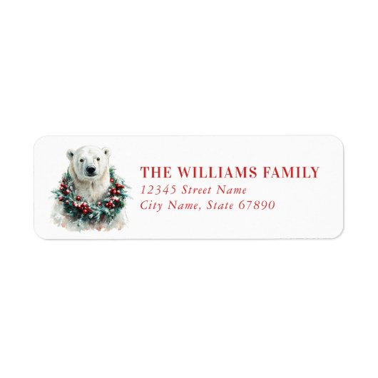 Christmas Polar Bear Return Address Labels (Voorkant)