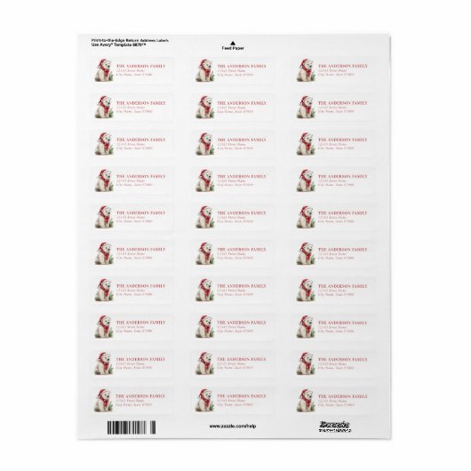 Christmas Polar Bear Return Address Labels (Full Sheet)