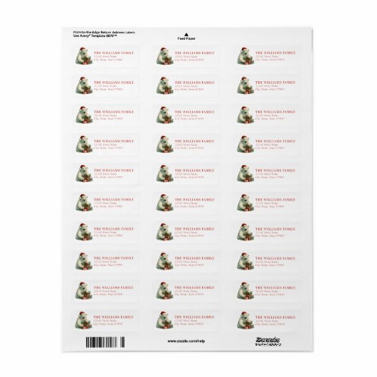 Christmas Polar Bear Return Address Labels (Full Sheet)