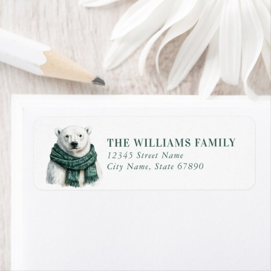 Christmas Polar Bear Return Address Labels (Insitu)