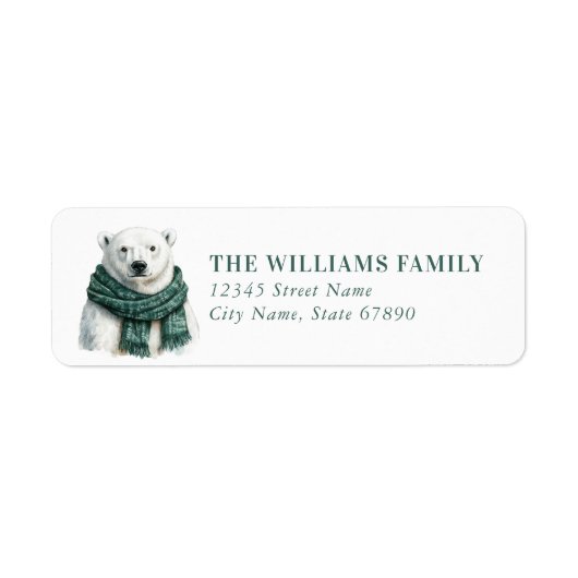Christmas Polar Bear Return Address Labels (Voorkant)