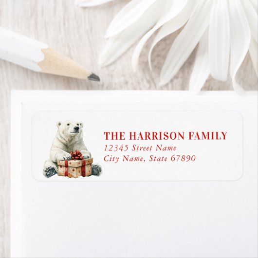 Christmas Polar Bear Return Address Labels (Insitu)