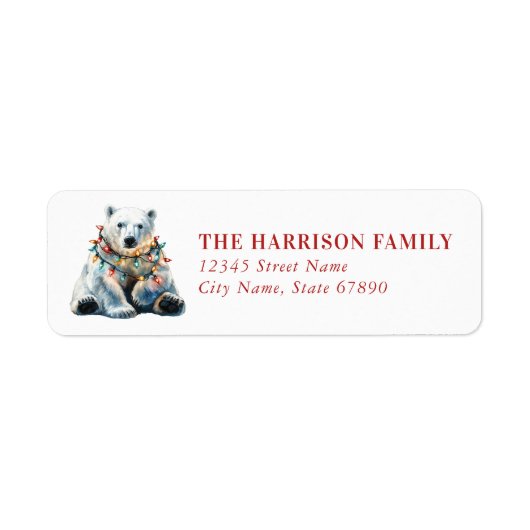 Christmas Polar Bear Return Address Labels (Voorkant)
