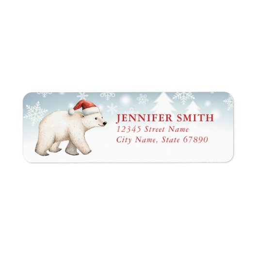 Christmas Polar Bear Return Address Labels (Voorkant)
