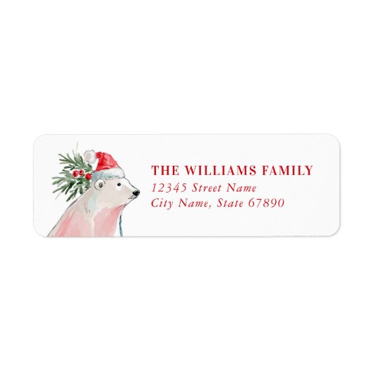 Christmas Polar Bear Return Address Labels (Voorkant)