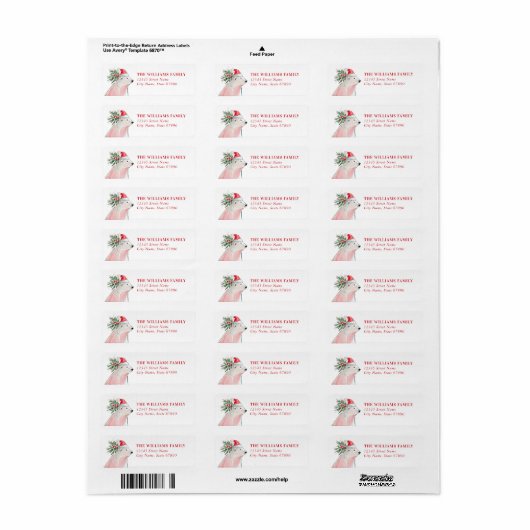 Christmas Polar Bear Return Address Labels (Full Sheet)
