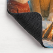 Christmas Polar Bears Around a Bonfire Muismat (Hoek)