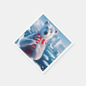 Christmas Polar Beer met poten die een hart vormen Servet (Hoek)