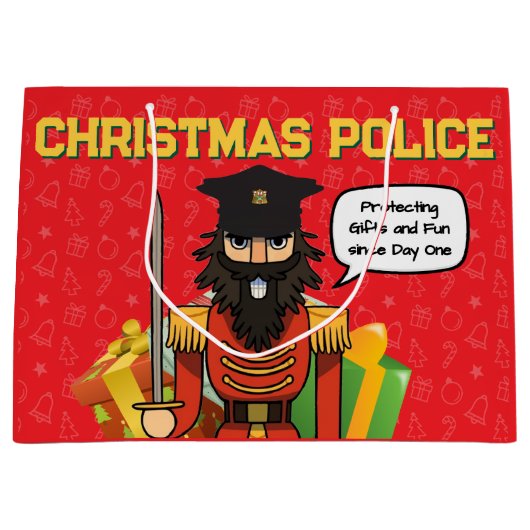 Christmas Police Gift Bag – Funny Holiday Desig Groot Cadeauzakje (Voorkant)