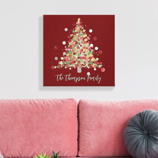 Christmas Polka Dot Tree Holiday Canvas Afdruk (Insitu (Woonkamer))