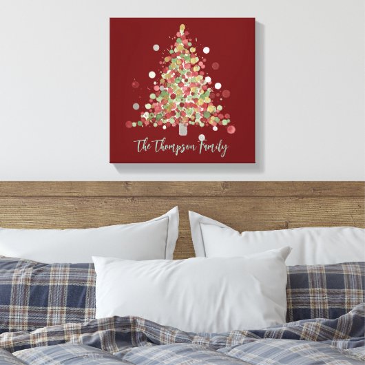 Christmas Polka Dot Tree Holiday Canvas Afdruk (Insitu (Slaapkamer))