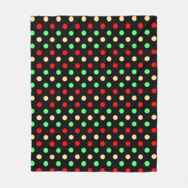 Christmas - Polka Dots Pattern on Black Background Fleece Deken