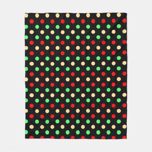Christmas - Polka Dots Pattern on Black Background Fleece Deken (Voorkant)