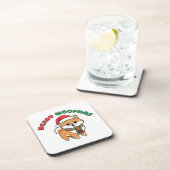Christmas Pomeranian Coaster: Merry Woofmas Bier Onderzetter (Rechterzijde)