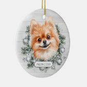 Christmas Pomeranian Dog Ceramic Circle Ornament (Rechts)