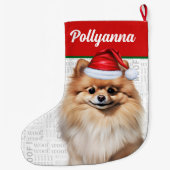 Christmas Pomeranian Dog with Name Woof Grote Kerstsok (Achterkant)
