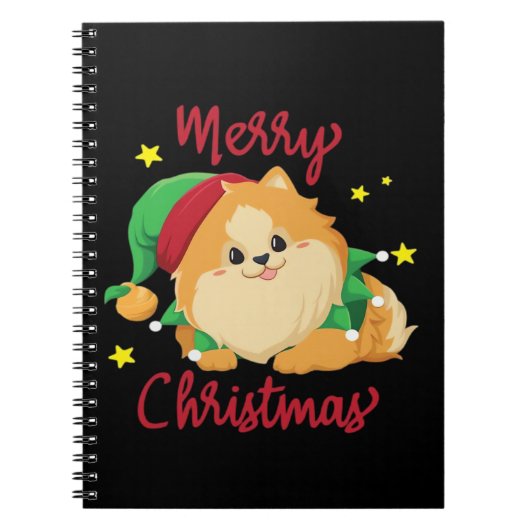 Christmas Pomeranian Merry Xmas Essential T-Shirt Notitieboek (Voorkant)