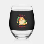 Christmas Pomeranian Merry Xmas Essential T-Shirt Wijnglas Zonder Voet (Voorkant)