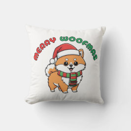 Christmas Pomeranian Pillow: Merry Woofmas Kussen