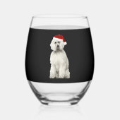 Christmas Poodle Christmas Tree Dog Puppy Watercol Wijnglas Zonder Voet (Voorkant)