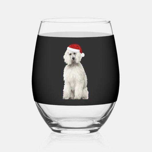 Christmas Poodle Christmas Tree Dog Puppy Watercol Wijnglas Zonder Voet (Voorkant)