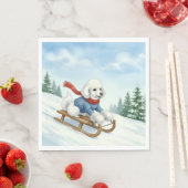 Christmas Poodle Sledding, Napkins Servet (Insitu)