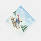 Christmas Poodle Sledding, Napkins Servet (Hoek)