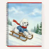 Christmas Poodle Sledding, Notebook Notitieboek (Voorkant)