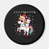 Christmas Poodle Unicorn Sunglasses Poodles T-Shir Magneet (Voorkant)