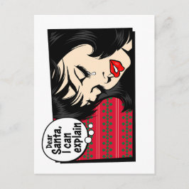 Christmas Pop Art Girl Santa I Can Explain Briefkaart