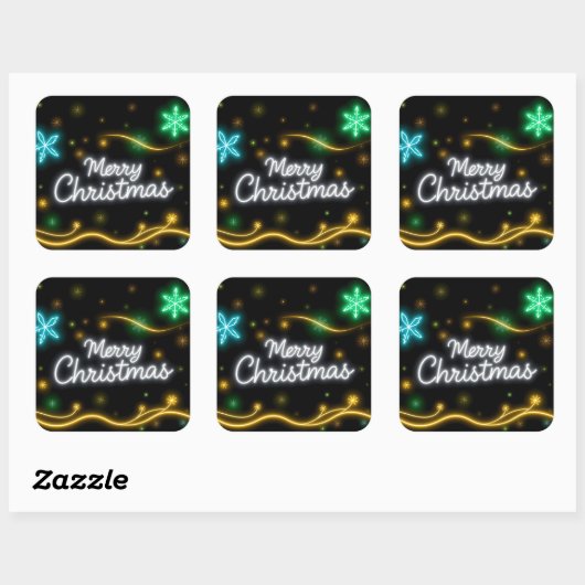 Christmas Popular Neon Holiday Collectie Vierkante Sticker (Vel)