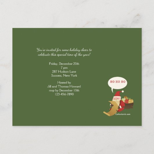 Christmas Post Kaart Uitnodiging (Achterkant)