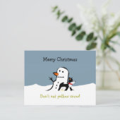 Christmas Postcard - Don't eat yellow snow! Briefkaart (Staand voorkant)