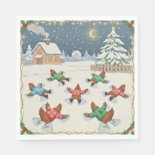 Christmas Poultry in Motion, Napkins Servet (Voorkant)