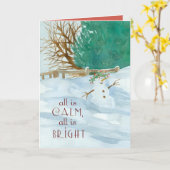 Christmas Praying For You Snowman Religious  Kaart (Gele Bloem)