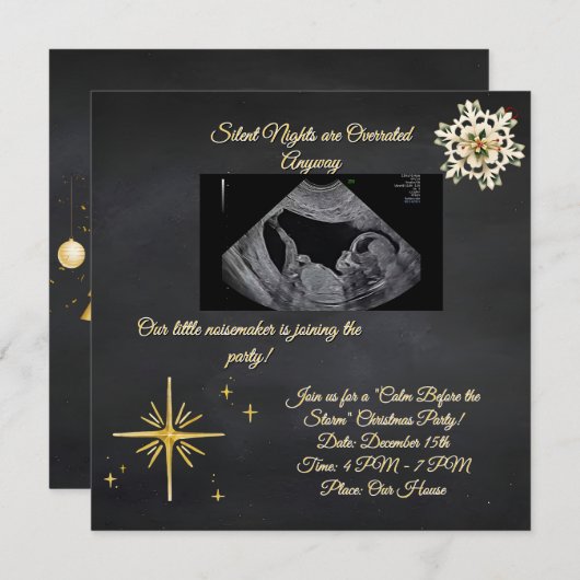 Christmas Pregnancy Chalkboard Invitation  (Voorkant / Achterkant)